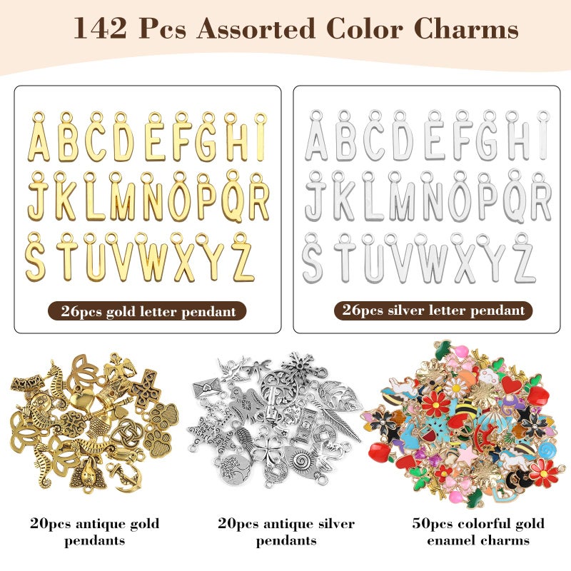 Zplontya 18K Necklace Chains for Jewelry Making Kit 381PCS Include 50Ft 12 Rolls Gold/Silver Jewelry Chains and Charms,Jump Rings,Pliers&Accessories for DIY Necklace Bracelet Keychain Crafting Gifts - Image 4