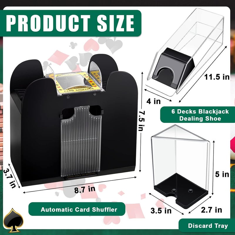 Aoriher Blackjack Game Combo Set with 6 Deck Automatic Shuffler, Discard Holder, and Felt Layout - Image 2