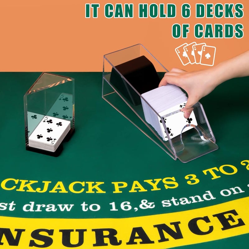 Aoriher Blackjack Game Combo Set with 6 Deck Automatic Shuffler, Discard Holder, and Felt Layout - Image 5