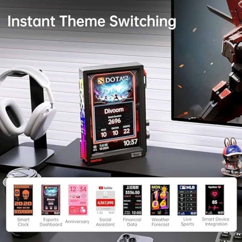 Divoom Times Frame-10.1 Digital Picture Frame Transparent IPS Smart Linux OS with RGBLED Rotary Knob WiFi 64GB 400+Clock Faces Widget 50+API Feeds Gift Mode Pixel Art Community Personalized Display - Image 2