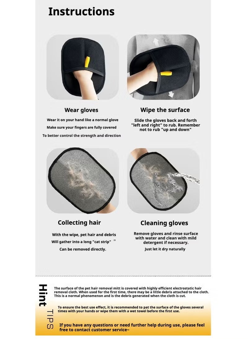 Electrostatic Pet Hair Removal Gloves 2 Pcs | Cat Dog Hair Remover Glove Set | Reusable Pet Grooming Gloves | Lint Fur Cleaning Gloves for Sofa Couch Clothes - Image 5