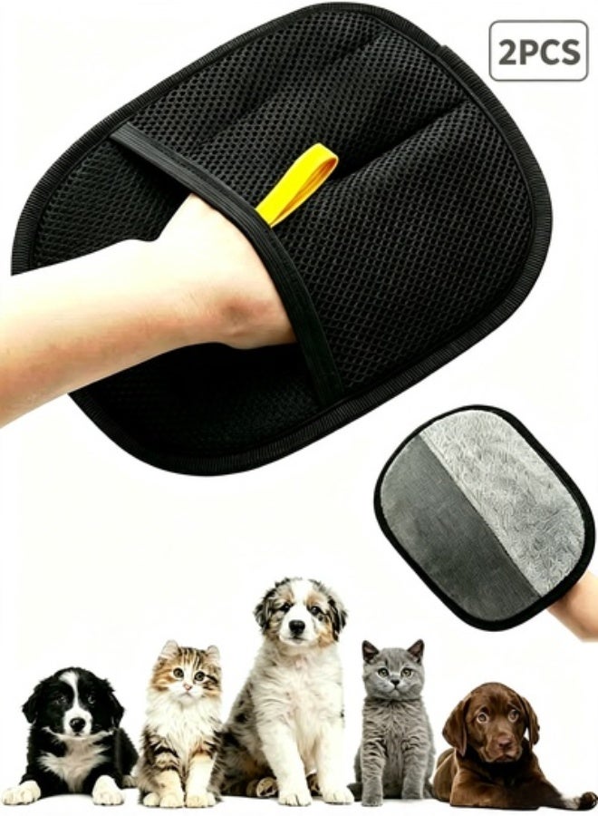 Electrostatic Pet Hair Removal Gloves 2 Pcs | Cat Dog Hair Remover Glove Set | Reusable Pet Grooming Gloves | Lint Fur Cleaning Gloves for Sofa Couch Clothes - Image 1