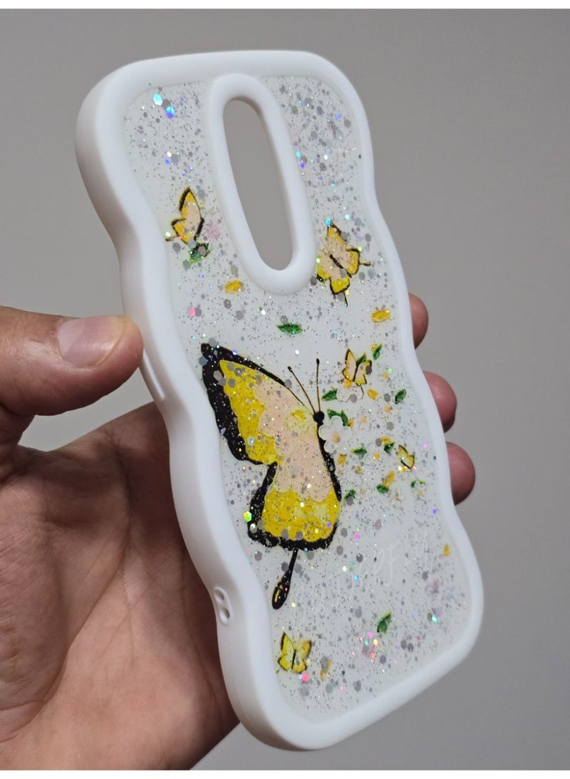 غطاء خلفي مطبوع عليه فراشه و مكتوب عليه Butterfly متوافق  مع هاتف اوبو F11 - Image 2