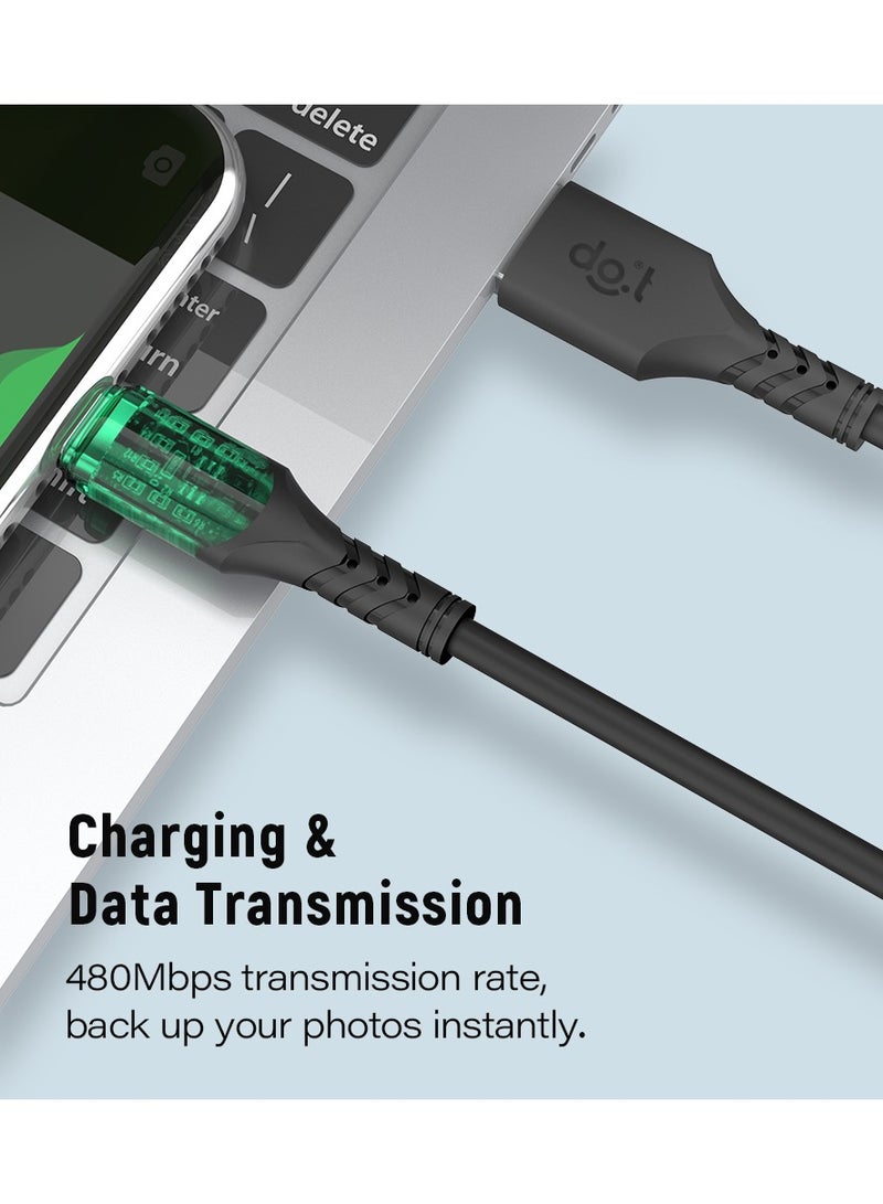 DOIT 3A Nylon Braided Charging Data Cable [Type USB to C], Fast Data Transmission Sync & Charging Speed upto 480mbps, Universal Compatibility| See Through Design With Intelligent Display Lamp [150 cm] - Image 2