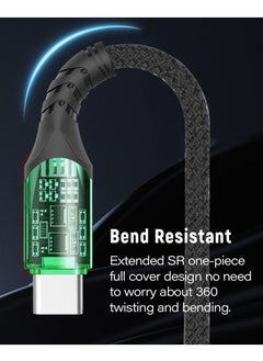 DOIT 3A Nylon Braided Charging Data Cable [Type USB to C], Fast Data Transmission Sync & Charging Speed upto 480mbps, Universal Compatibility| See Through Design With Intelligent Display Lamp [150 cm]  - Image 4