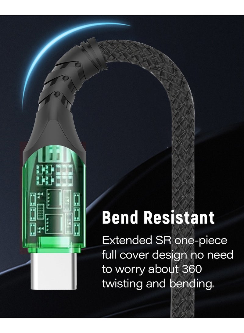 DOIT 3A Nylon Braided Charging Data Cable [Type USB to C], Fast Data Transmission Sync & Charging Speed upto 480mbps, Universal Compatibility| See Through Design With Intelligent Display Lamp [150 cm] - Image 4