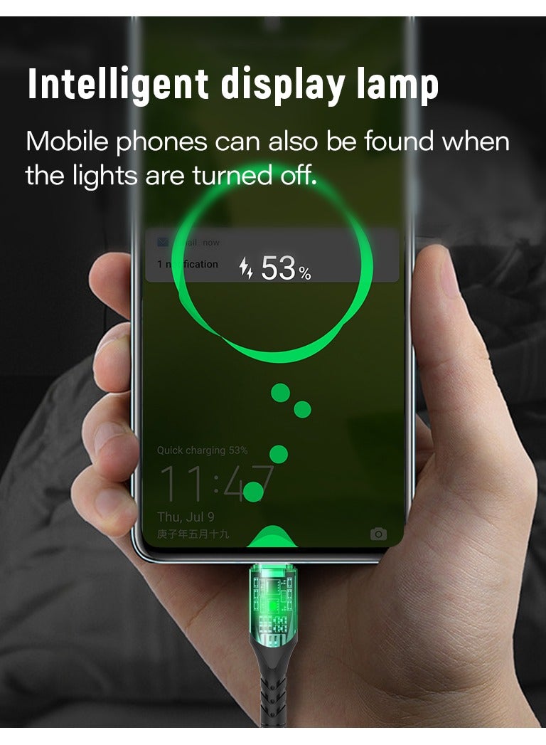 DOIT 3A Nylon Braided Charging Data Cable [Type USB to C], Fast Data Transmission Sync & Charging Speed upto 480mbps, Universal Compatibility| See Through Design With Intelligent Display Lamp [150 cm] - Image 5