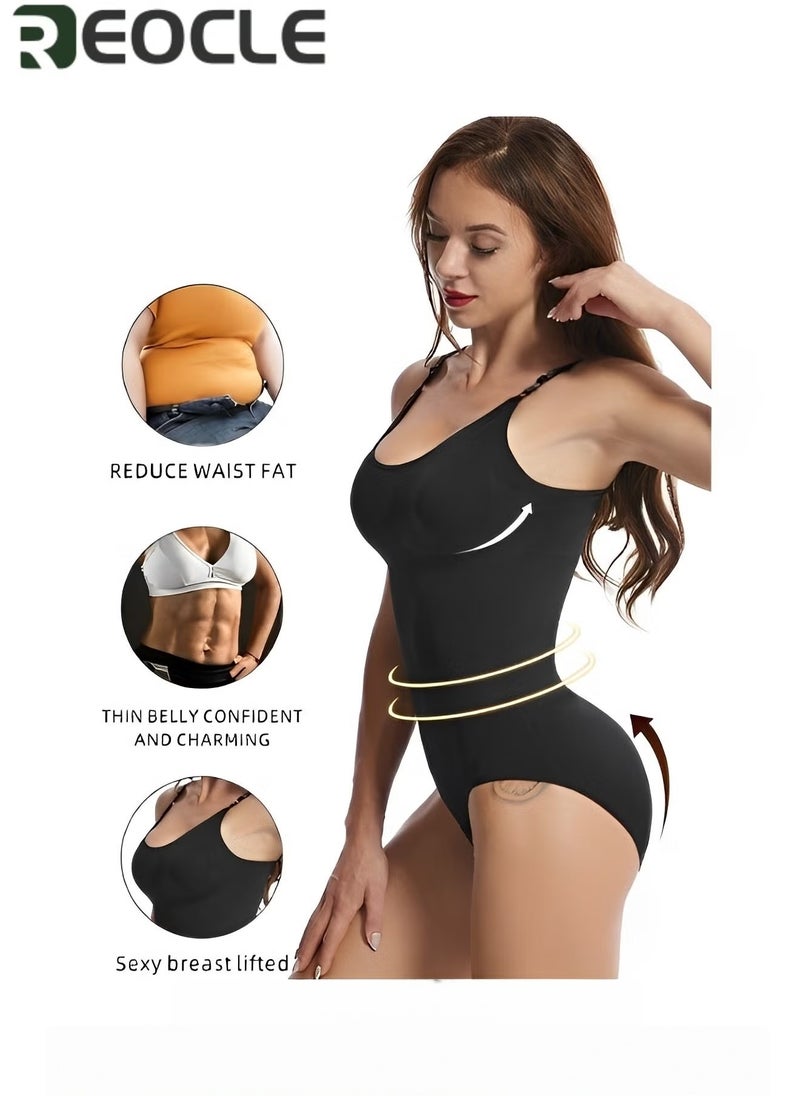 REOCLE Women's Shapewear Bodysuit Tummy Control Body Shaper Seamless Sculpting Waist Bodysuit Spaghetti Strap Shapewear - Image 2