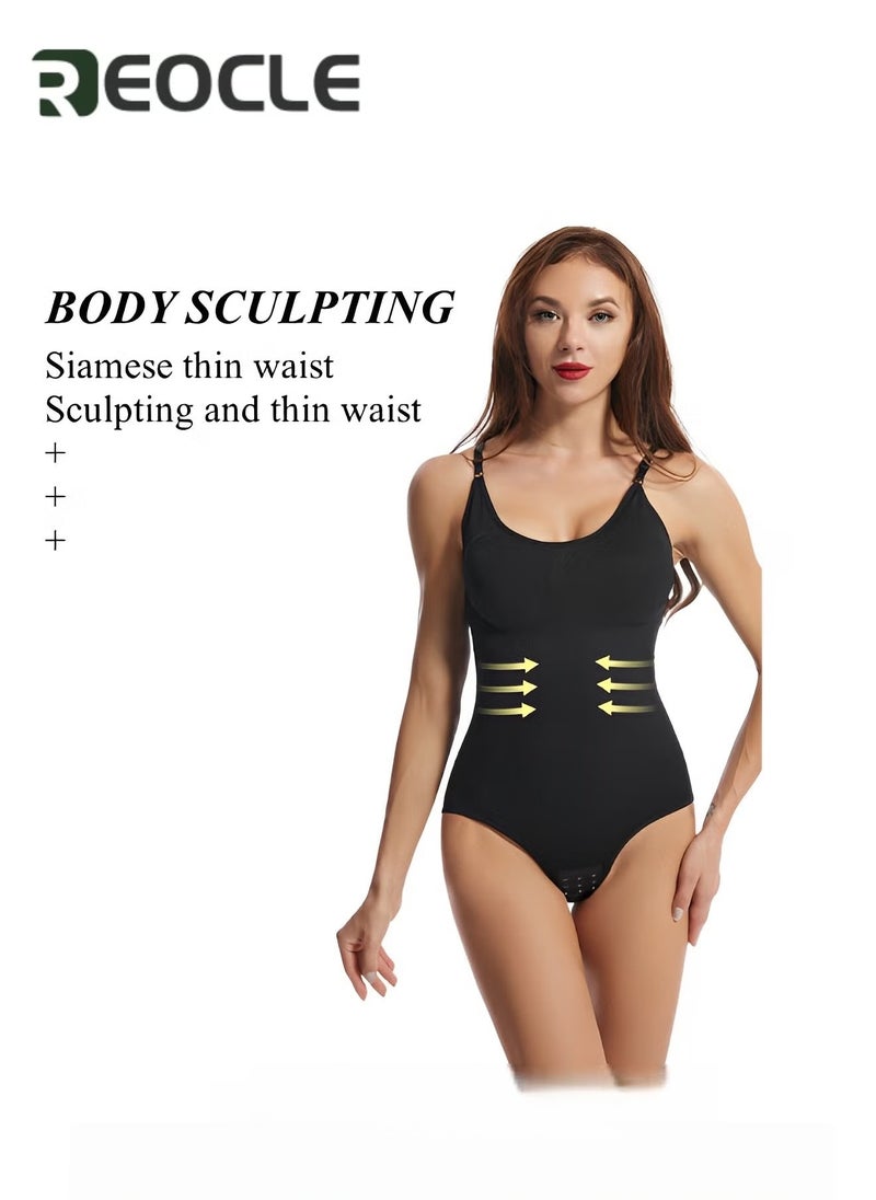 REOCLE Women's Shapewear Bodysuit Tummy Control Body Shaper Seamless Sculpting Waist Bodysuit Spaghetti Strap Shapewear - Image 3