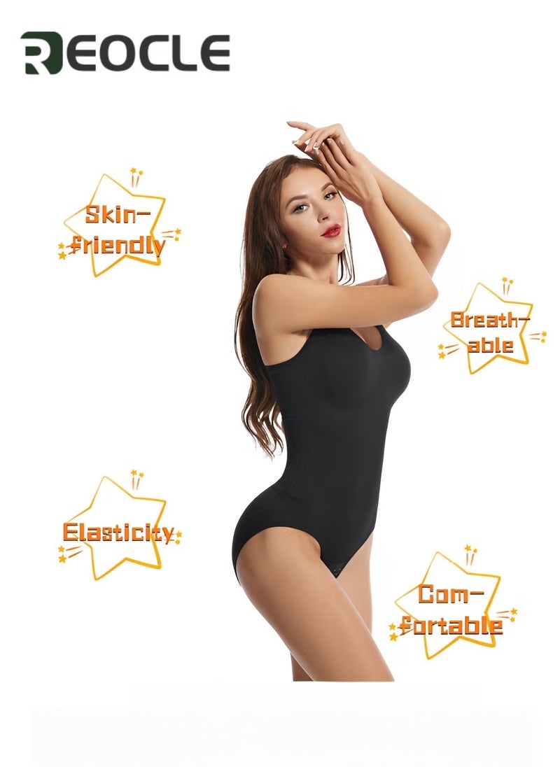 REOCLE Women's Shapewear Bodysuit Tummy Control Body Shaper Seamless Sculpting Waist Bodysuit Spaghetti Strap Shapewear - Image 4