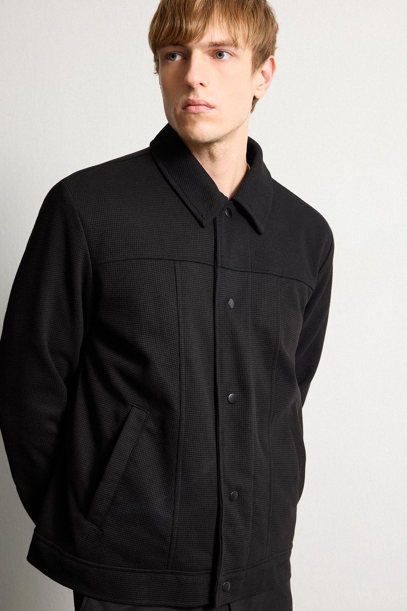 DeFacto Black Man Regular Fit Polo Collar Jacket Casual - Image 4