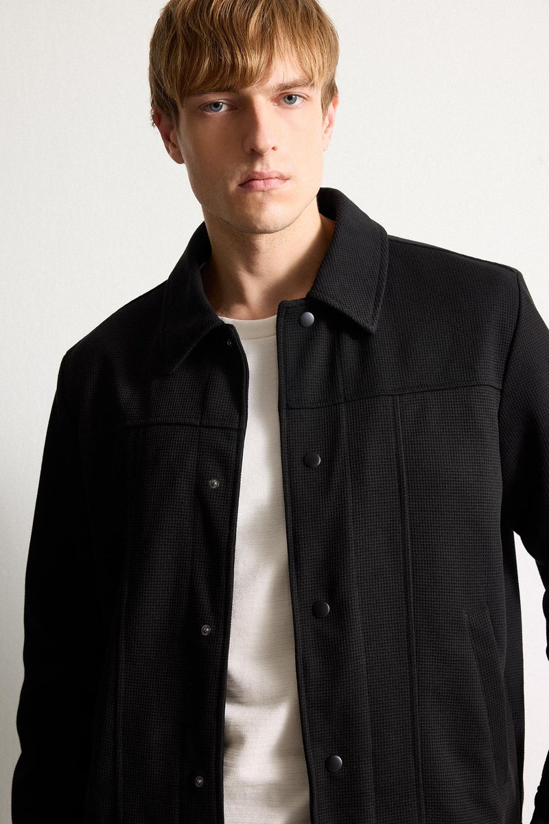 DeFacto Black Man Regular Fit Polo Collar Jacket Casual - Image 3