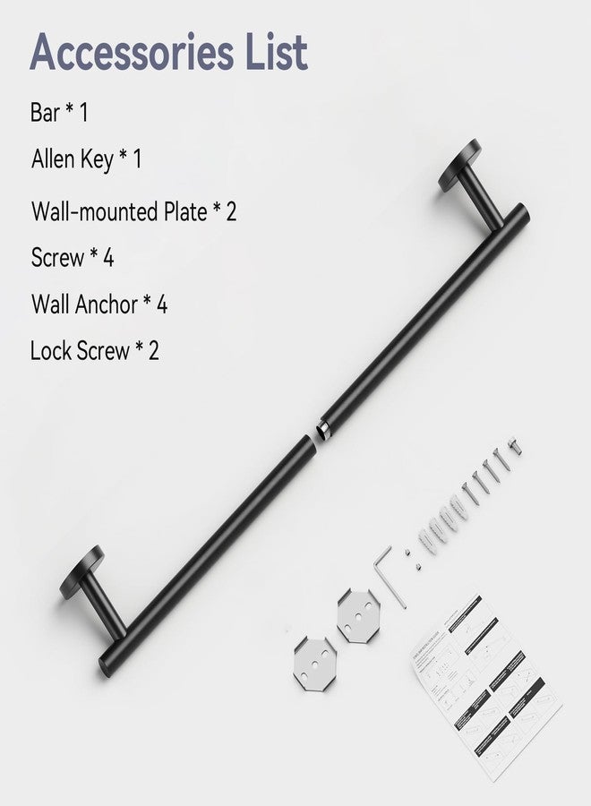 IOQ Matte Black Towel Bar, 26 Inch Towel Racks for Bathroom Useable Length 24 Inch Wall-Mounted, Bathroom Towel Rod Holder SUS304 Stainless Steel - Image 4