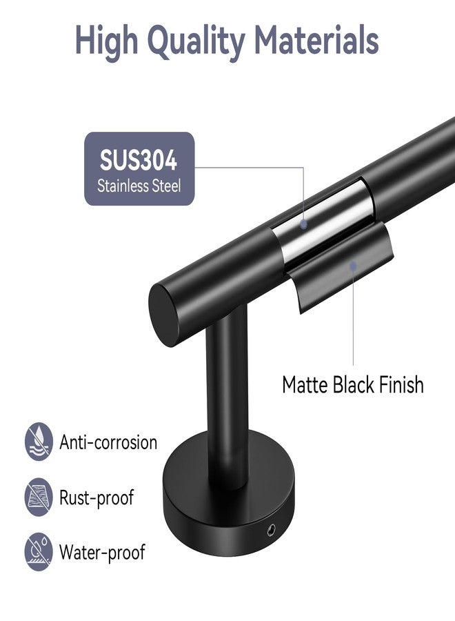 IOQ Matte Black Towel Bar, 26 Inch Towel Racks for Bathroom Useable Length 24 Inch Wall-Mounted, Bathroom Towel Rod Holder SUS304 Stainless Steel - Image 3