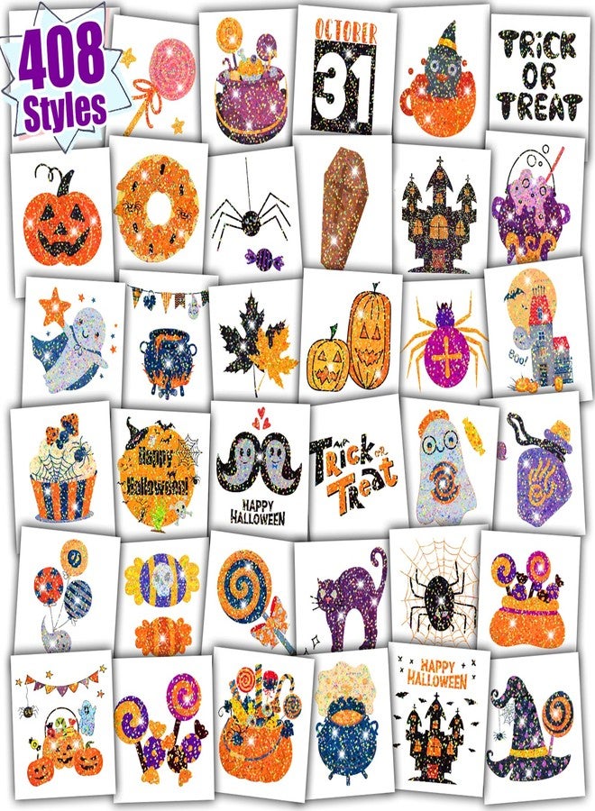 Partywind 408 PCS Glitter Tattoos for Kids' Halloween Party Supplies, Individually Wrapped Cut Tattoos for Goodie Bag Stuffers, Trick or Treat Party Decorations - Image 1