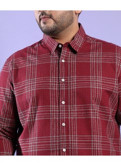 Instafab Plus Men's Maroon Red Chalk Tartan Plaid Shirt  - Image 1