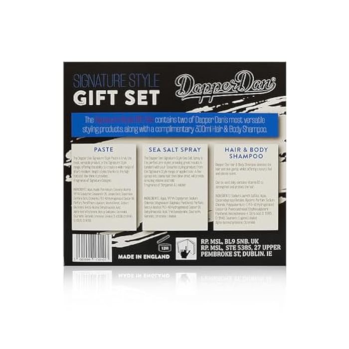 Dapper Dan Signature Style Gift Set, Includes High Hold and Low Shine Signature Style Paste 100ml, Texturizing Signature Style Sea Salt Spray 200ml and Hair and Body Shampoo with Vitamin B5 300ml - Image 2