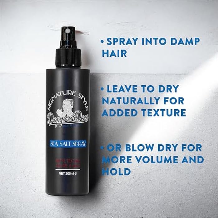 Dapper Dan Signature Style Gift Set, Includes High Hold and Low Shine Signature Style Paste 100ml, Texturizing Signature Style Sea Salt Spray 200ml and Hair and Body Shampoo with Vitamin B5 300ml - Image 4