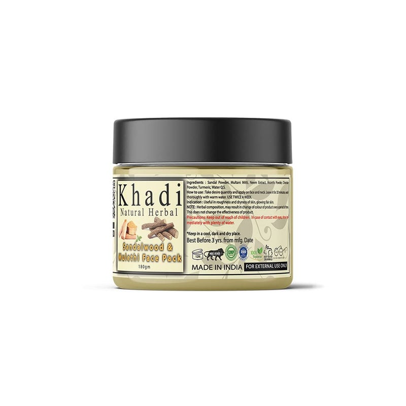 Khadi Natural Herbal Khadi Natural Herbal Sandalwood Face Pack For Skin Brightening 180gm Pack Enriched With 100 Natural Pure Sandalwood Powder Mulethi For Skin Glowing Reduce Acne Control Excess Oil Suitable For All Skin Types Sls Parben Free Face Pack - Image 5