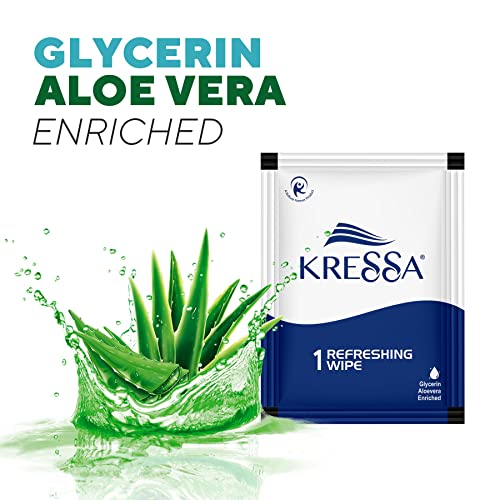 Kressa Refreshing and Cleansing Wet Wipes | PH Balanced | Pack of 100 Single Wipes (100), Multicolour - Image 2