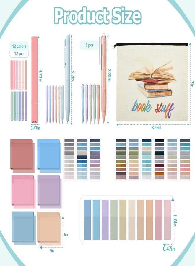 Trandraft Book Annotation Kit, Bible Study Journaling Kit, 12 Pastel Highlighters, 11 Gel Pen, Pencil Case, 2640 Pcs Sticky Tabs for Bible Study Textbooks Journaling and Book Lover(Square) - Image 3
