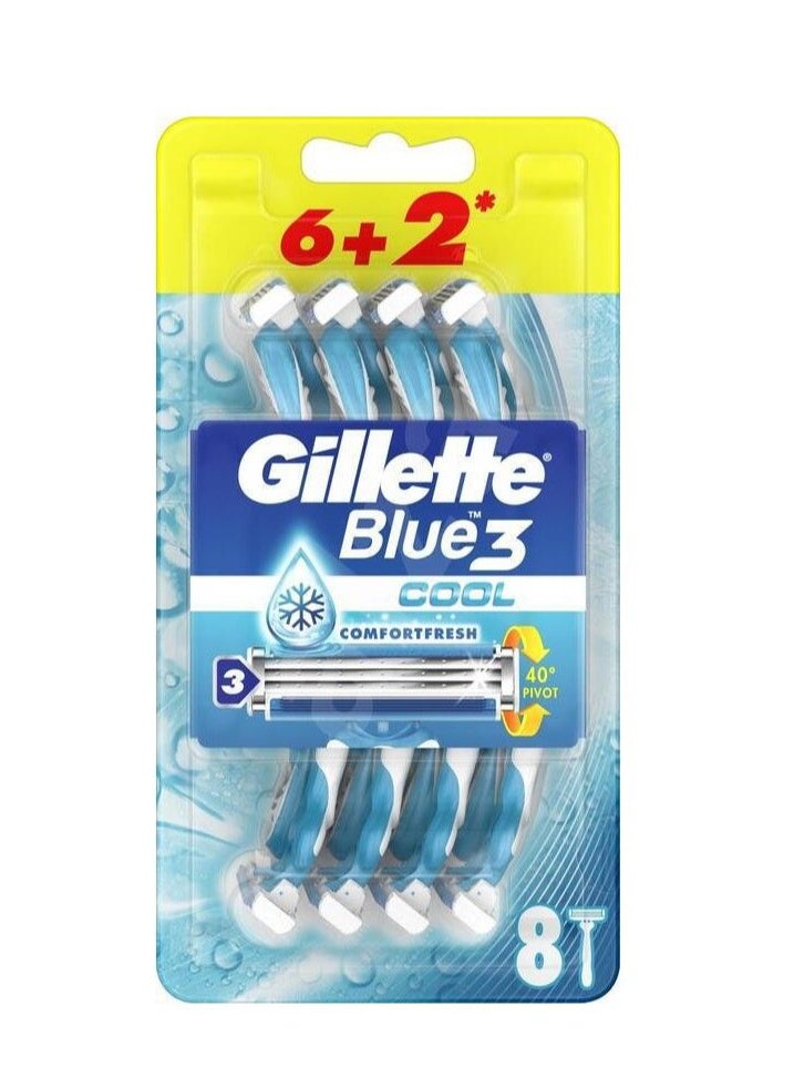 Gillette Gillette Blue3 Disposable Razor 6+2 Cool  - Image 1