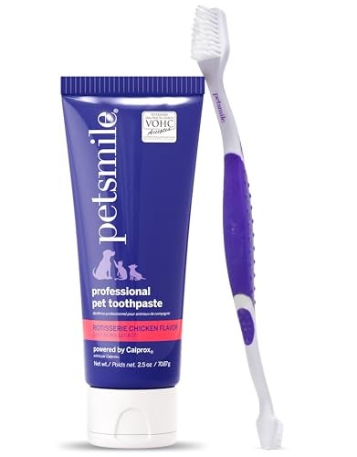 Petsmile Professional Pet Teeth Brushing Kit for Cats & Dogs - Only VOHC Accepted Toothpaste & Patented Toothbrush - Proven to Control Plaque & Tartar Calprox Formula (Rotisserie Chicken, 2.5 Oz) - Image 1