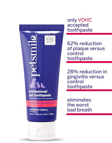 Petsmile Professional Pet Teeth Brushing Kit for Cats & Dogs - Only VOHC Accepted Toothpaste & Patented Toothbrush - Proven to Control Plaque & Tartar Calprox Formula (Rotisserie Chicken, 2.5 Oz) - Image 3
