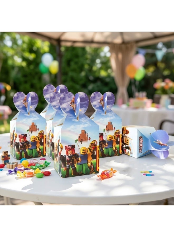 ROBLOX 12PCS Roblox Themed Candy Boxes with Handle – Pixel Style Party Favor Treat Boxes, Cute Gift Boxes for Kids Birthday Party Supplies, Goodie Boxes for Roblox Party Decorations - Image 5