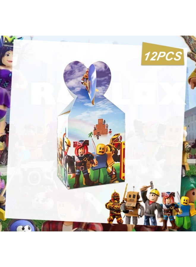 ROBLOX 12PCS Roblox Themed Candy Boxes with Handle – Pixel Style Party Favor Treat Boxes, Cute Gift Boxes for Kids Birthday Party Supplies, Goodie Boxes for Roblox Party Decorations - Image 2