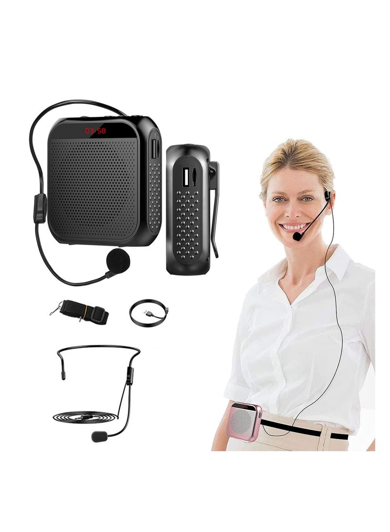 SYOSI Voice Amplifier with Wired Microphone Headset, Portable Rechargeable PA System Speaker Personal Microphone Speech Amplifier, Loudspeaker for Teachers, Tour Guides/Coaches Metting/Yoga/Fitness (Black)  - Image 1