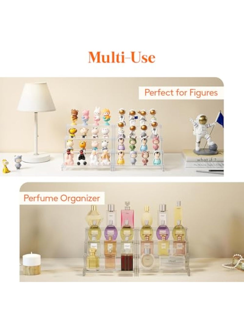 YelaJoy 4 Tier Clear Display Riser Stand, Tool-free Assembly, Plastic Organizers for Figures, Cupcake, Perfume, Dessert, Desktop Display Stand for Organize and Decoration, 10.9 Inch, 2-Pack - Image 3
