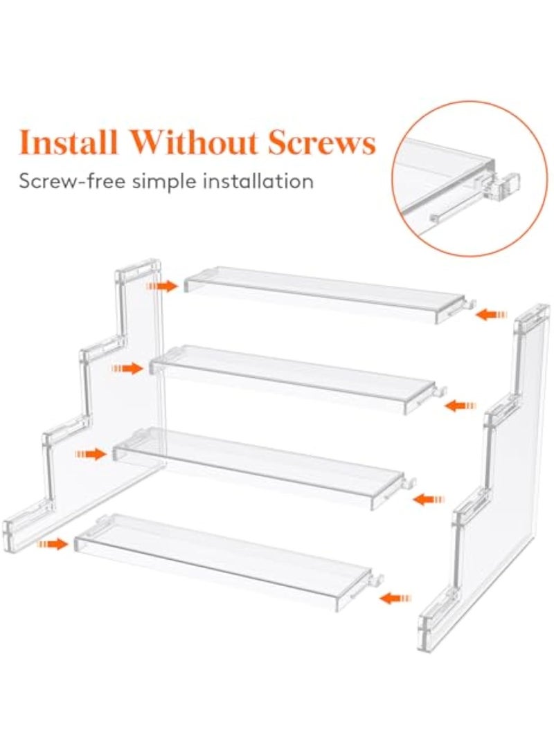 YelaJoy 4 Tier Clear Display Riser Stand, Tool-free Assembly, Plastic Organizers for Figures, Cupcake, Perfume, Dessert, Desktop Display Stand for Organize and Decoration, 10.9 Inch, 2-Pack - Image 2