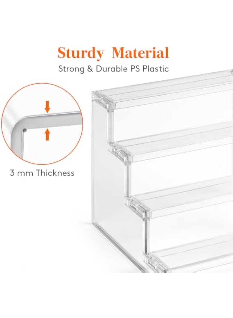 YelaJoy 4 Tier Clear Display Riser Stand, Tool-free Assembly, Plastic Organizers for Figures, Cupcake, Perfume, Dessert, Desktop Display Stand for Organize and Decoration, 10.9 Inch, 2-Pack - Image 5