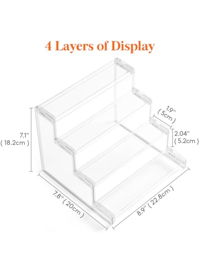 YelaJoy 4 Tier Clear Display Riser Stand, Tool-free Assembly, Plastic Organizers for Figures, Cupcake, Perfume, Dessert, Desktop Display Stand for Organize and Decoration, 10.9 Inch, 2-Pack - Image 4