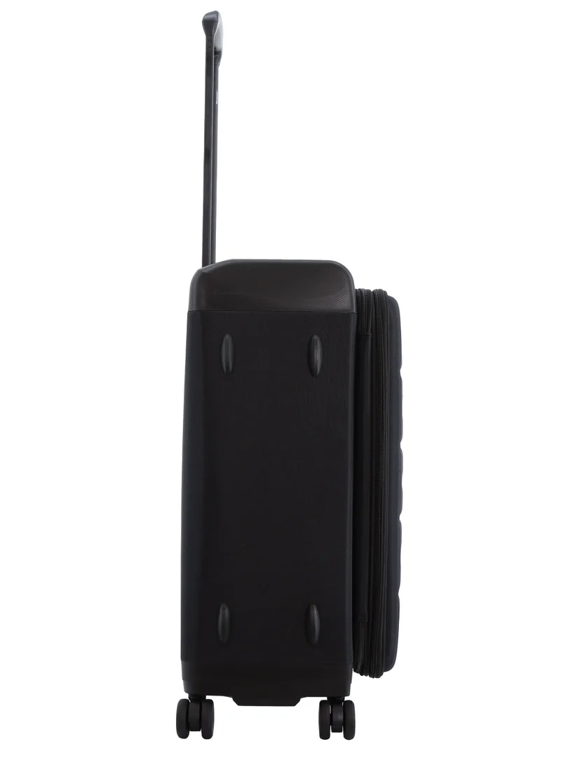 Discovery Discovery Motion PP and Polyester Medium Check-In Luggage Black, Durable Lightweight Unbreakable Suitcase, 4 Double Wheel With TSA Lock Trolley Bag (24 Inch).