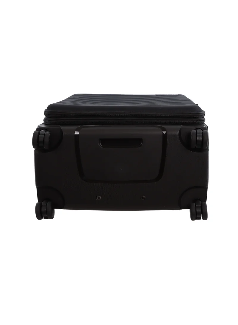 Discovery Discovery Motion PP and Polyester Medium Check-In Luggage Black, Durable Lightweight Unbreakable Suitcase, 4 Double Wheel With TSA Lock Trolley Bag (24 Inch).