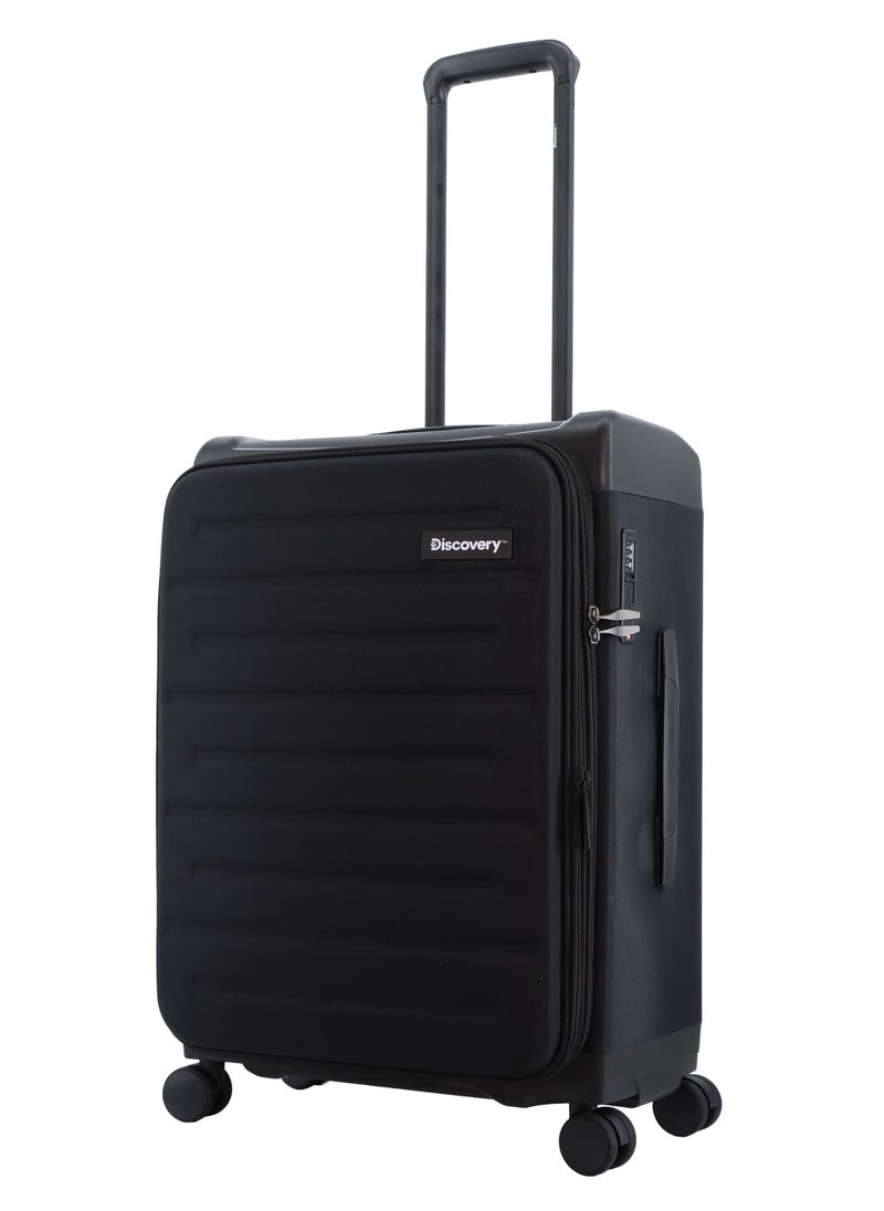 Discovery Motion PP and Polyester Medium Check-In Luggage Black, Durable Lightweight Unbreakable Suitcase, 4 Double Wheel With TSA Lock Trolley Bag (24 Inch). - pzsku/Z80B497DA1A77CA92AB8FZ/45/_/1720613560/472f8814-3108-4672-aeba-a12b1dc1af8c