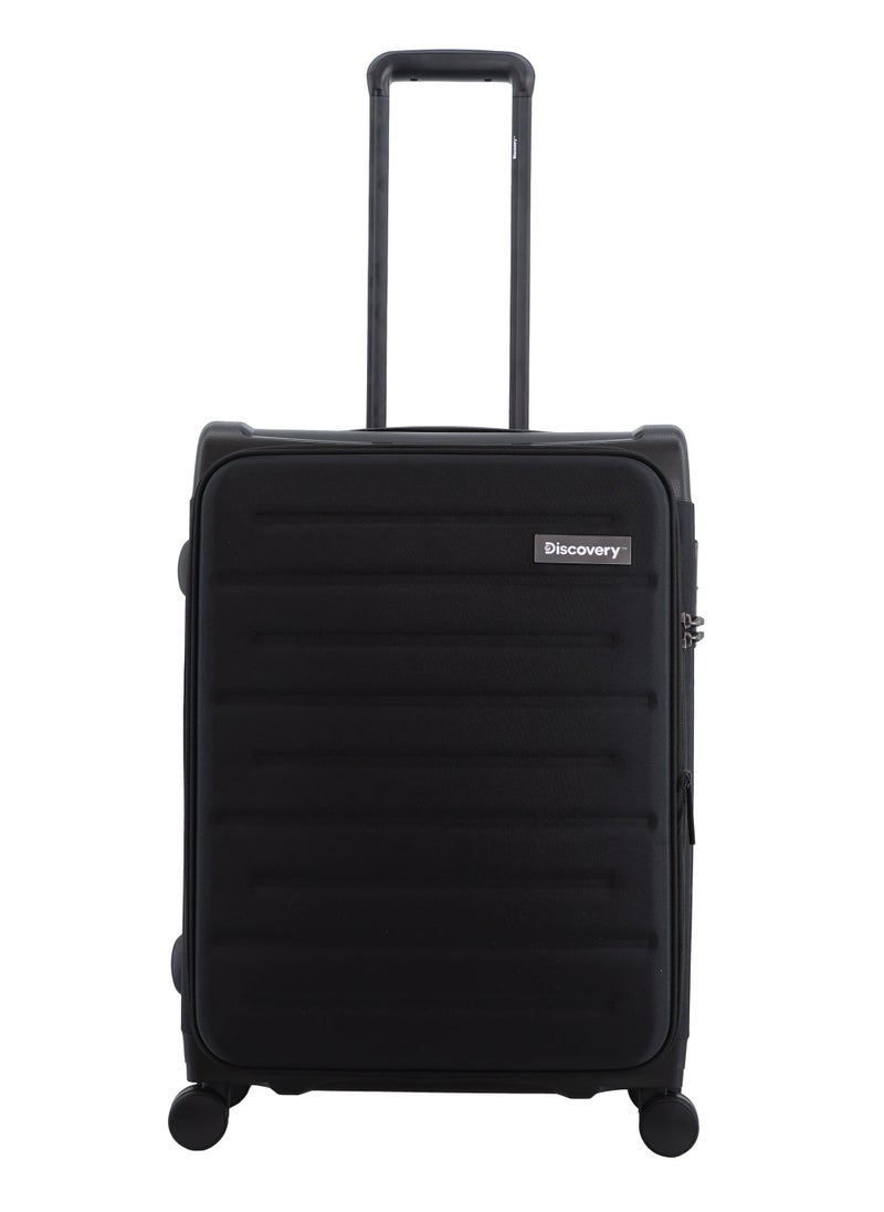 Discovery Motion PP and Polyester Medium Check-In Luggage Black, Durable Lightweight Unbreakable Suitcase, 4 Double Wheel With TSA Lock Trolley Bag (24 Inch). - pzsku/Z80B497DA1A77CA92AB8FZ/45/_/1720614725/5ce87e8f-02e9-4a18-a7e3-8de4d7828b47