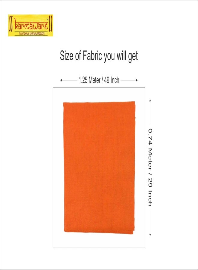 Karmaware® Orange Pooja Aasan Cloth for mandir- 1.25 Metre - Pure Cotton Orange Puja Kapda. - Image 2