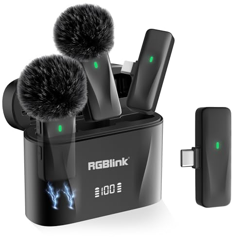 RGBlink Wireless Lavalier Microphone for iPhone 17,16,15 Pro Max, USB C Smartphone, Android - 2pcs Noise Canceling Wireless Clip on Lapel Mic for Recording Vlogging,Interview,Gifts for Content Creator - Image 1