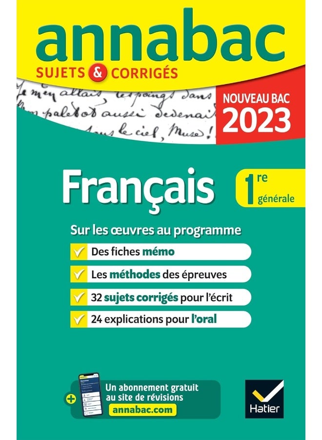 Annales du bac Annabac 2023 Français 1re générale: sujets corrigés sur les oeuvres au programme 2022-2023