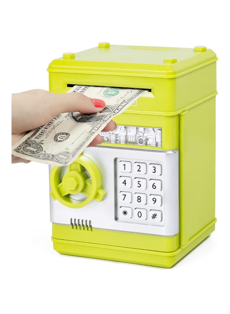 Refasy Piggy bank for boys, Money Electronic ATM Money Safe for Girls Password Piggy Coin for Kids Cash Coin Can Bank Toys for Boys Age 8-12(Green) - Image 1