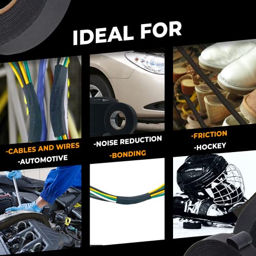 WOD Tape WOD FTC14 Black Friction Tape, 2 inch x 60 ft. – Wire Harness Electrical Tape, High Temperature Resistant Tape for Automotive Engine Cables Bundle & Sports Strong Grip. - Image 5