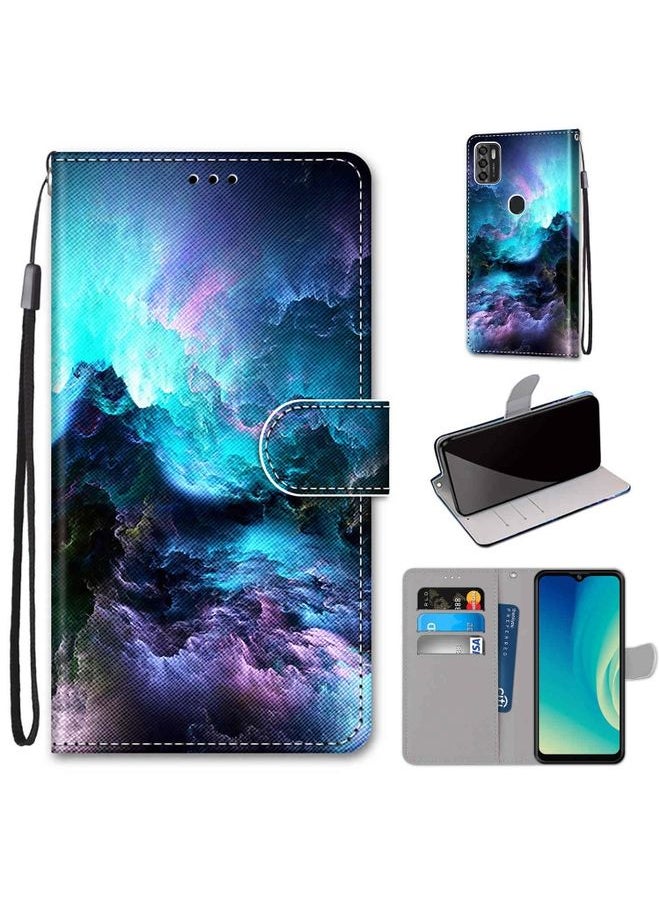 HuHa Case Cover For ZTE Blade A7s 2020 Coloured Drawing Cross Texture Horizontal Flip PU Leather Case with Holder & Card Slots & Wallet & Lanyard(Colorful Clouds) 