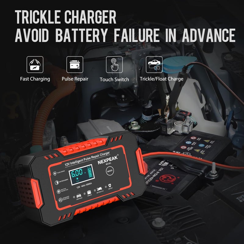 Nexpeak Nc101 Car Battery Charger  Smart Battery Trickle Charger 12V 6A Automotive Battery Maintainer Desulfator With Temp Compensation For Car Truck Motorcycle Lawn Mower Marine Lead Acid Batteries - Image 3