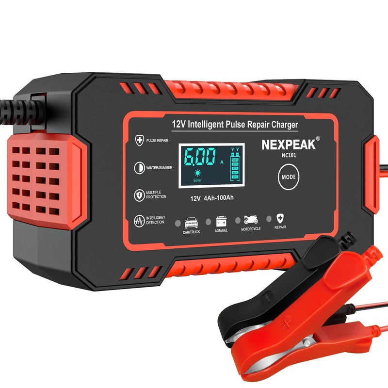 Nexpeak Nc101 Car Battery Charger  Smart Battery Trickle Charger 12V 6A Automotive Battery Maintainer Desulfator With Temp Compensation For Car Truck Motorcycle Lawn Mower Marine Lead Acid Batteries - Image 1