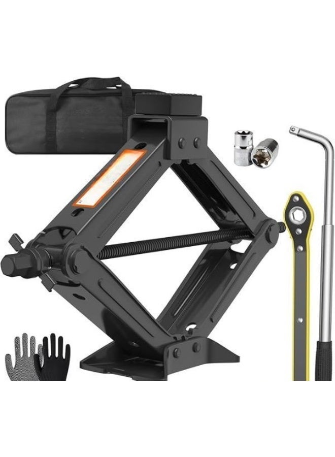 رافعة سيارة 2 طن – رافعة مقصية قوية متعددة الاستخدام مع مفتاح عجل – عدة طوارئ وصيانة للسيارات والـSUV - Image 3