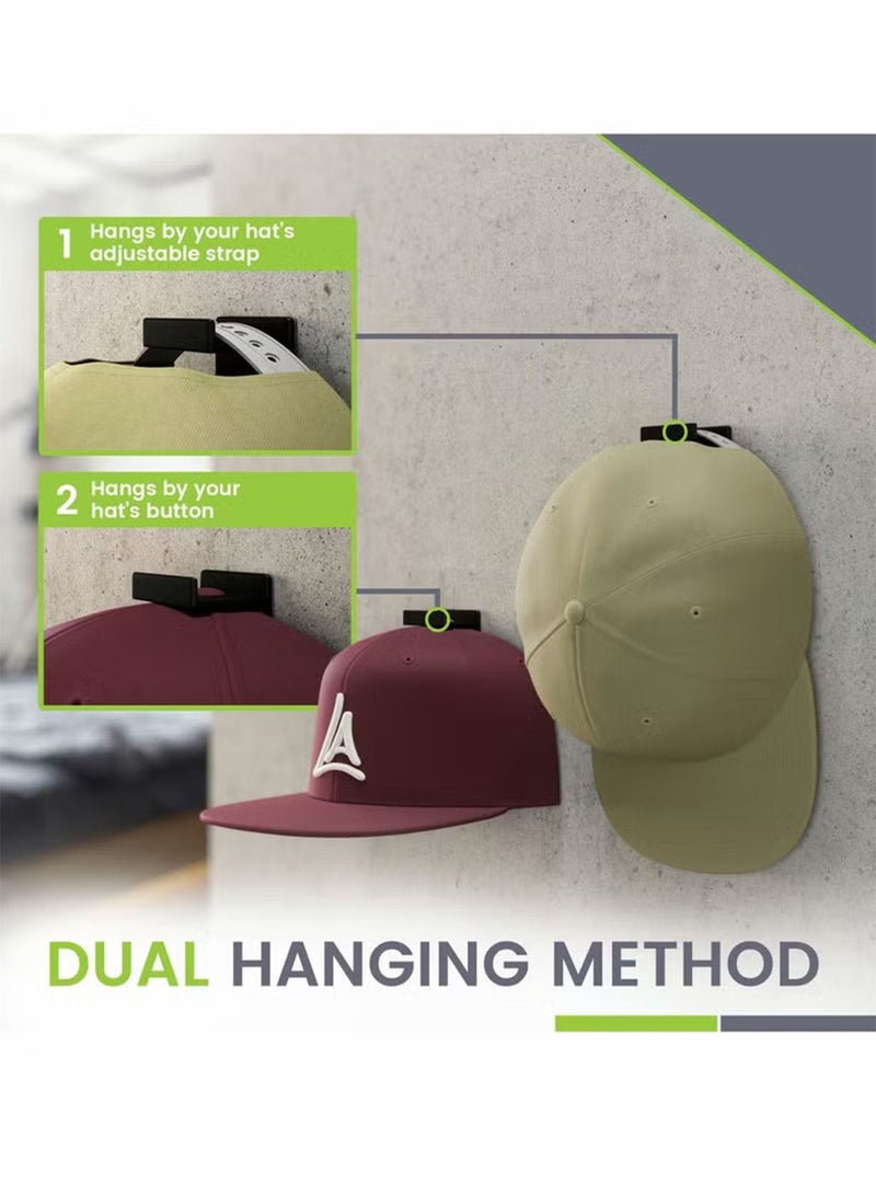 12 Pack Adhesive Hat Hooks for Wall Minimalist Hat Rack Design, No Drilling, Strong Hold Hat Hangers Black - Image 2