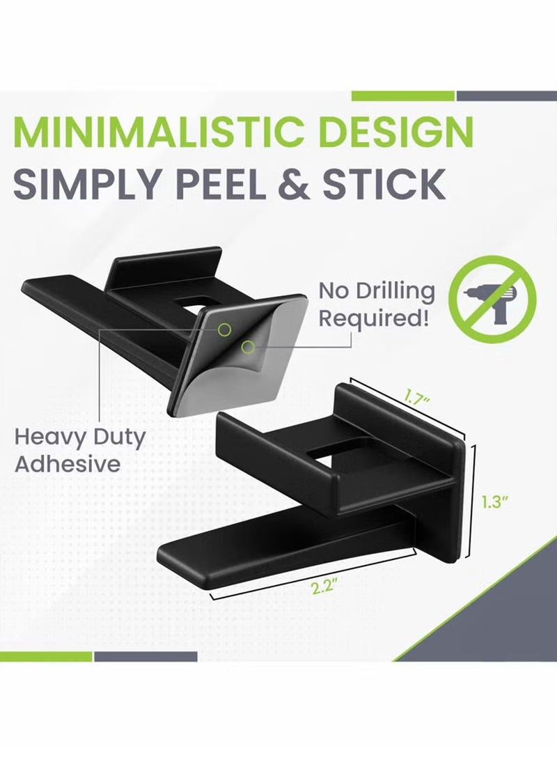 12 Pack Adhesive Hat Hooks for Wall Minimalist Hat Rack Design, No Drilling, Strong Hold Hat Hangers Black - Image 4